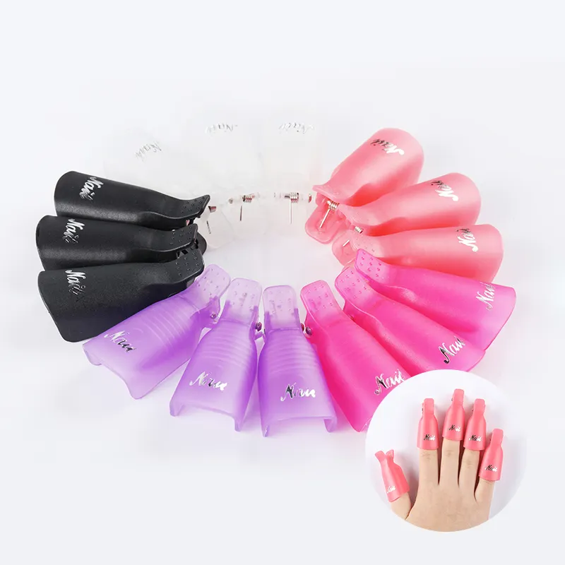 10pcs/set nail manicure tools gel polish remover clips wholesale professional finger nail clip to remove art nails