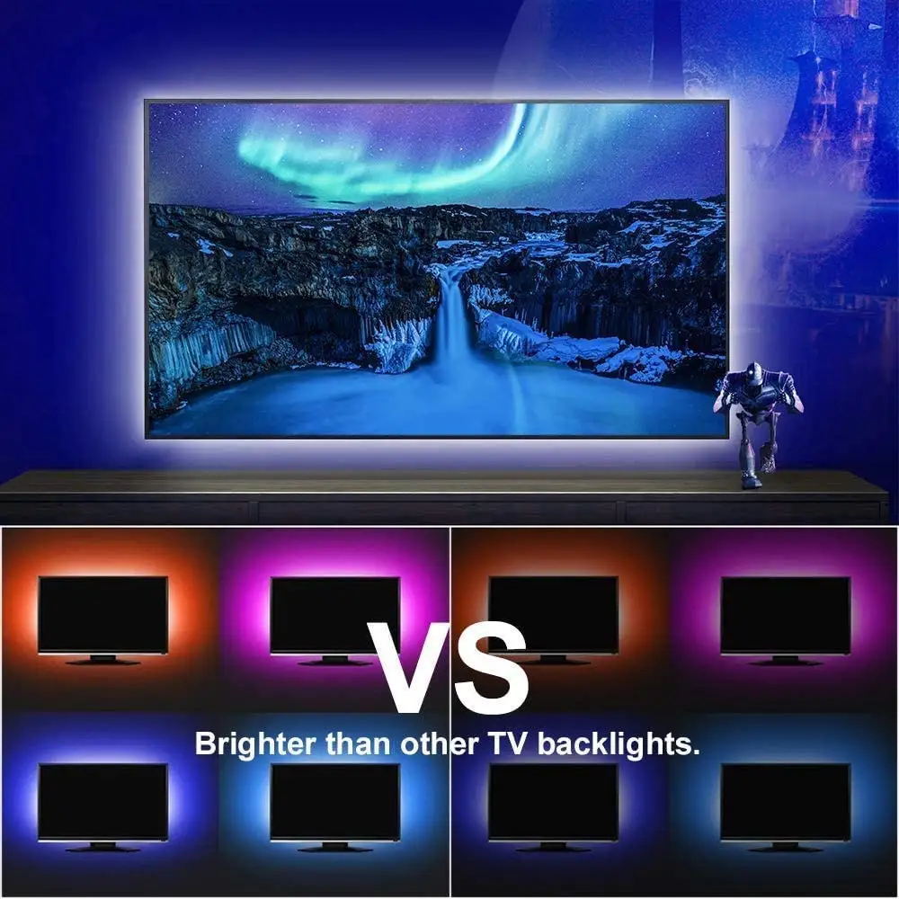 ТВ 40-60 дюймов-6.56ft водонепроницаемый IP65 пульт дистанционного управления ТВ LED подсветка 16 цветов Изменение RGB Светодиодные полосы света