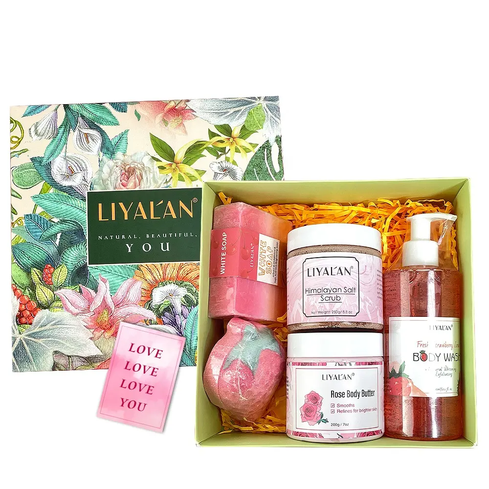 Private Label Luxury Gift Box Home Spa Kit Bath Soap Bar Shower Steamers Relaxing Body Scrub Cleaning Bath Set