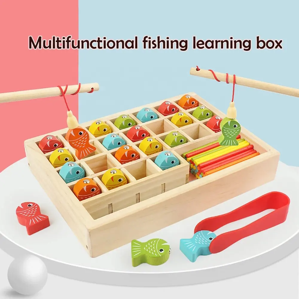 Funny Magnet Fishing Toy Fish Catching Counting Games Numeral Cognition Montessori Toys Educational Preschool Wooden For Child