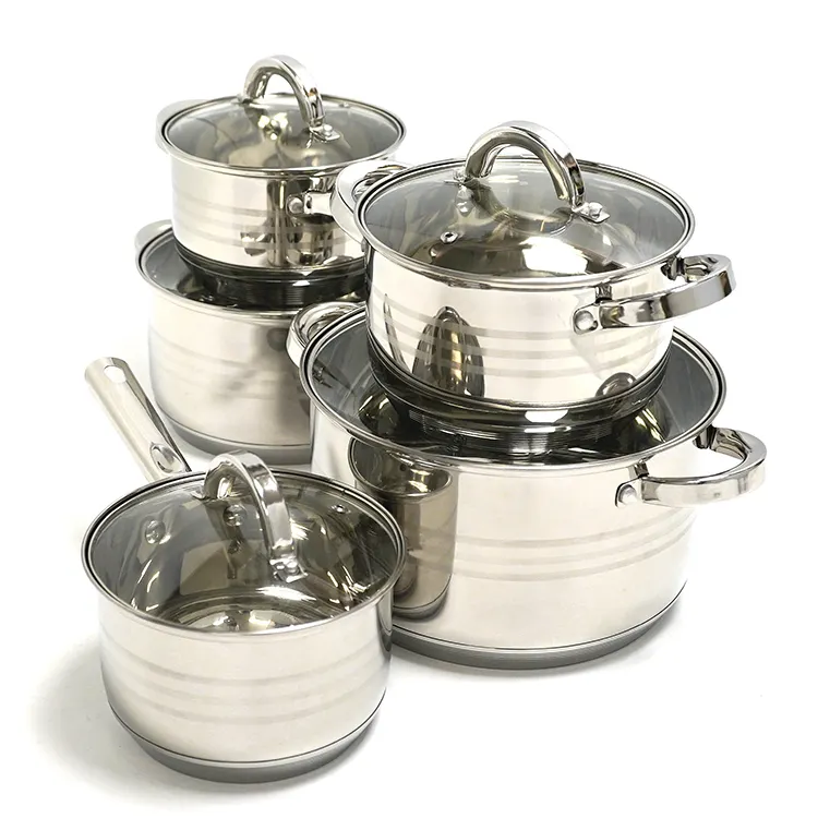 Multifunctional Belly Shaped Casserole 10 Piece Cookware Set Pot For Cooking Induction Cookers