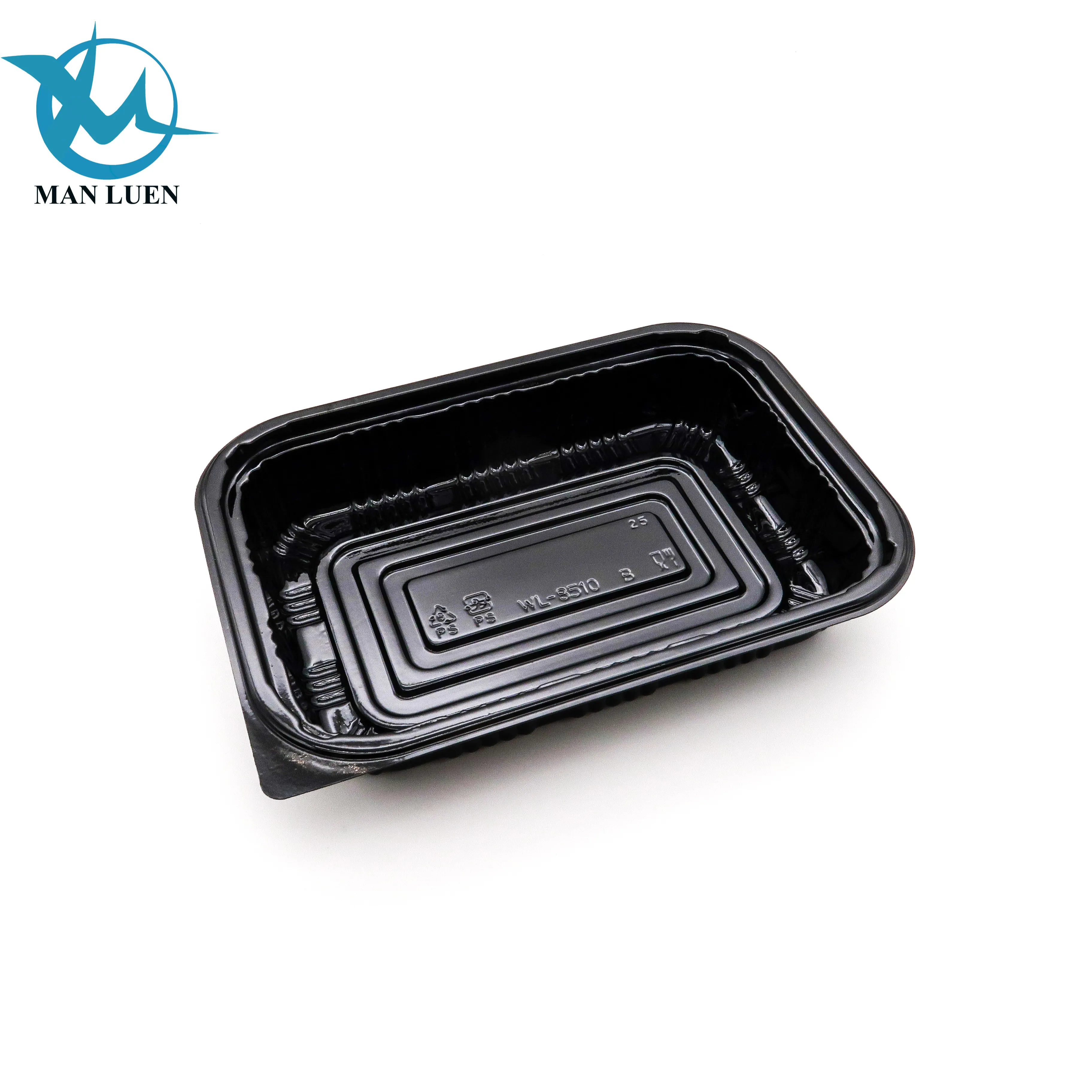 Disposable Plates Black Plastic Container For Sushi Food Packaging