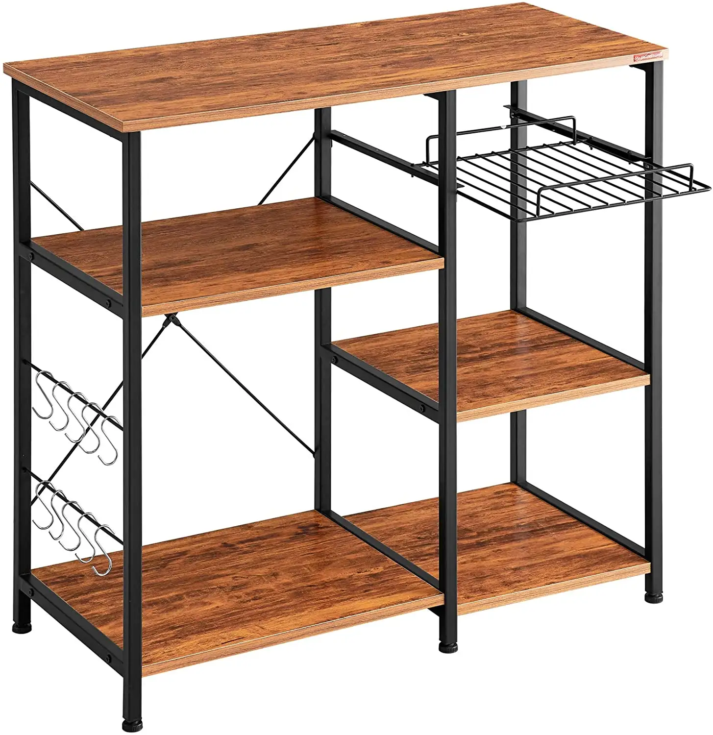 Kitchen Baker's Rack Vintage Utility Storage Shelf Microwave Stand 3-Tier+3-Tier Table for Spice Rack Organizer Workstation