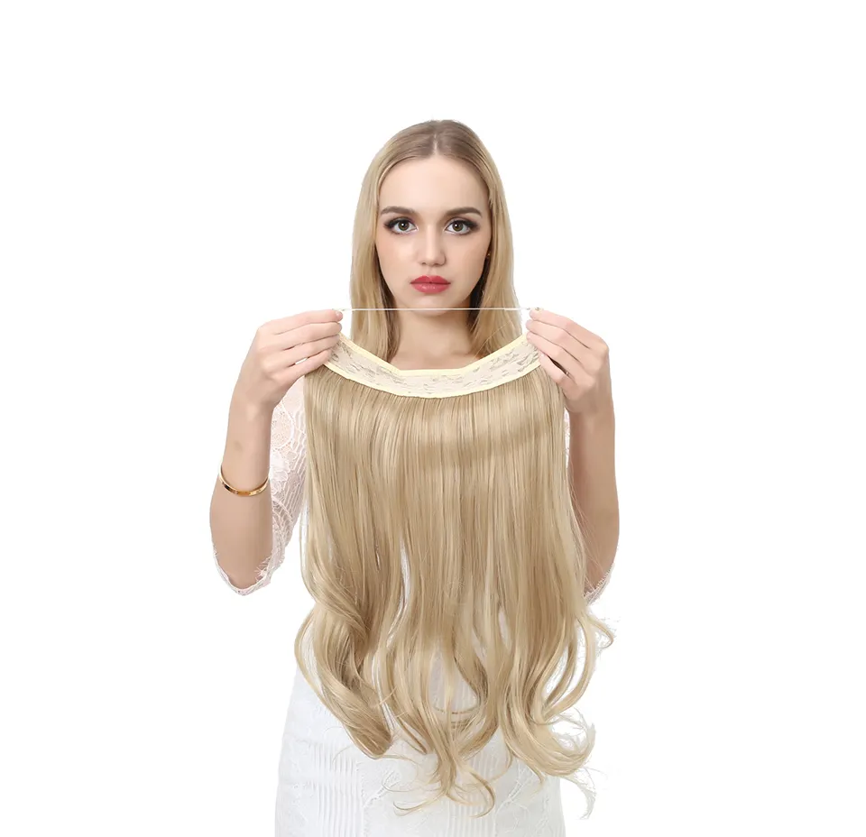 Синтетический накладной удлинитель волос без зажима с эффектом омбре, искусственные натуральные накладные Длинные Короткие прямые волосы, блонд для женщин