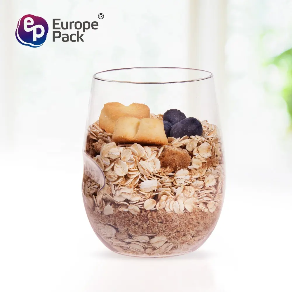 370ml clear unique plastic disposable verrine cups with ps material