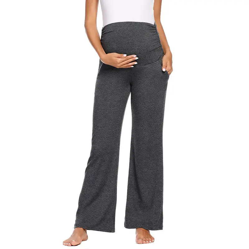 Женские эластичные удобные брюки, широкие/прямые универсальные брюки для беременных и мам, брюки для беременных с карманами