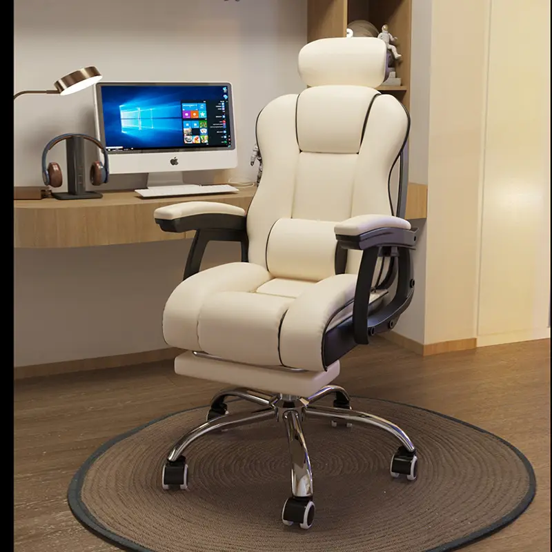 Роскошный белый гоночный офисный стул удобный босс откидное вращающееся кресло представительский кожаный эргономичный офисный стул
