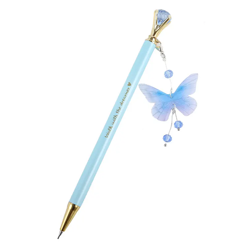 Butterfly Feather Pendant Mechanical Pencil Diamond Metal Automatic Pencil For Student