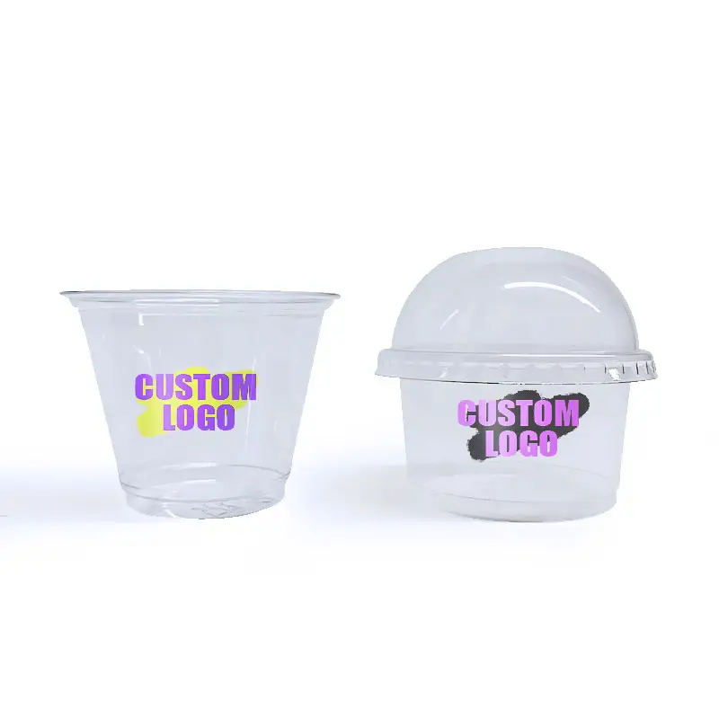 Компостируемое на заказ 16 бумажное мороженое маленький питомец pla вода напиток yougurt чашка замороженный йогурт чашки и ложки