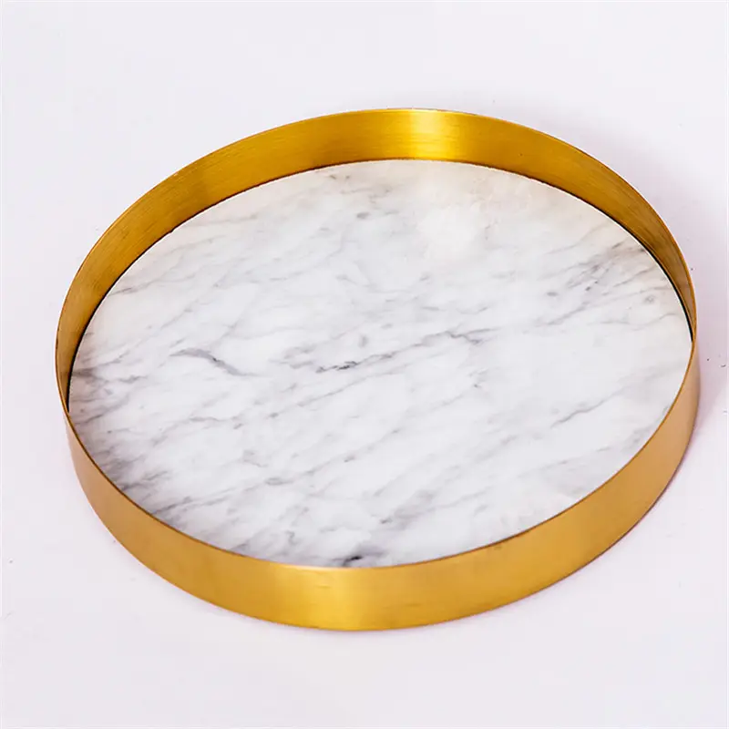 Manufacturer Direct Sale Round Marble Sunglass Jewellery Kitchen Storage Tray Desk Storage Trays