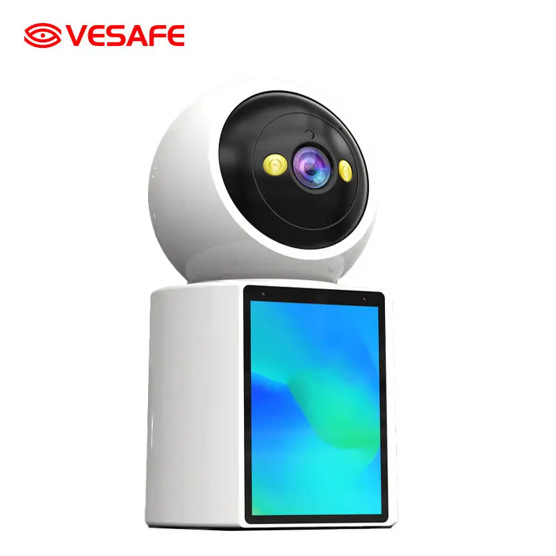 VESAFE 4mp LCD Screen HD Night Vision Mini Smart Home WiFi Camera Supports Two way Audio and Video Call