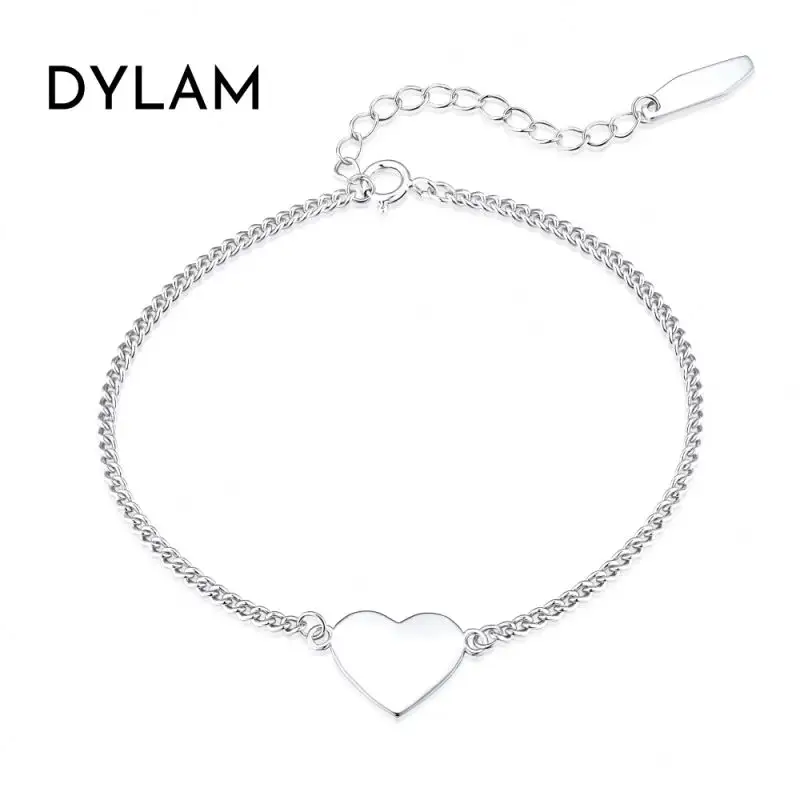 Dylam минималистичное сердце без минимального заказа, Лидер продаж, новый дизайн аксессуаров, модные роскошные женские ювелирные изделия с фианитами, серебряный браслет s925