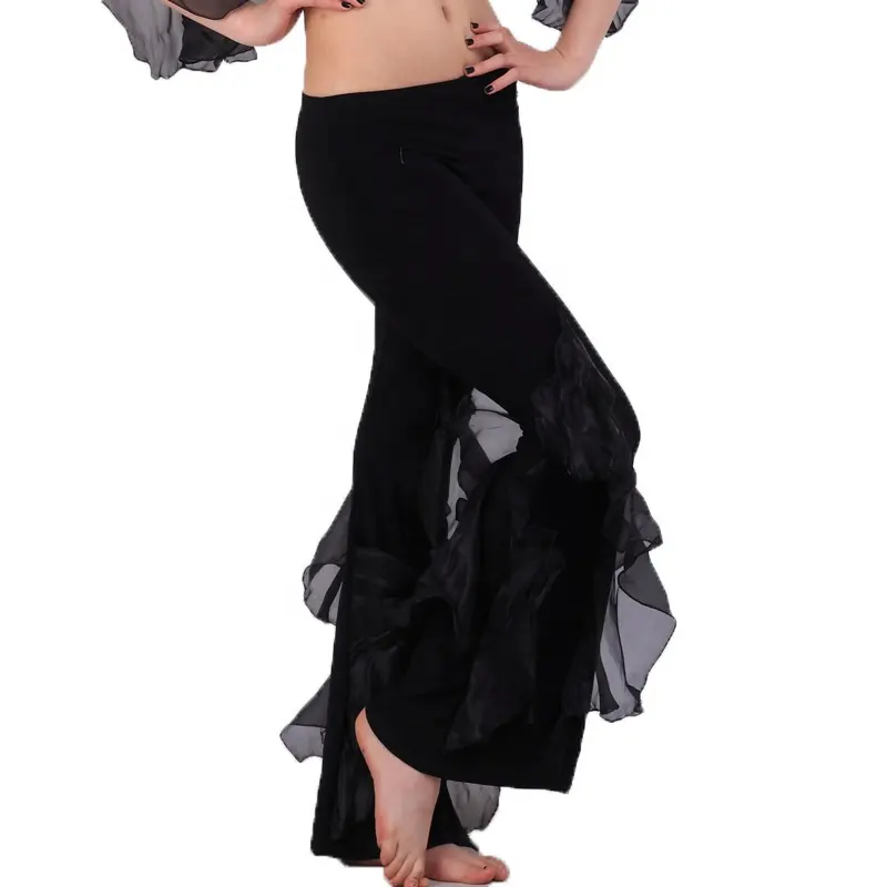 Hot sale Dance yoga practice performance trumpet shaped glass yarn trousers