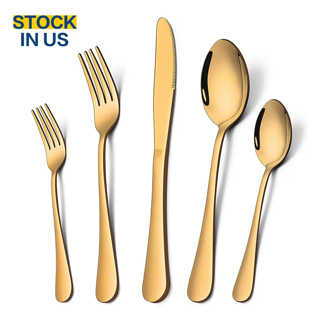 US STOCKS Bulk Nordic Stainless Steel Luxury Wedding Gold Plated Cutlery Flatware Silverware Set