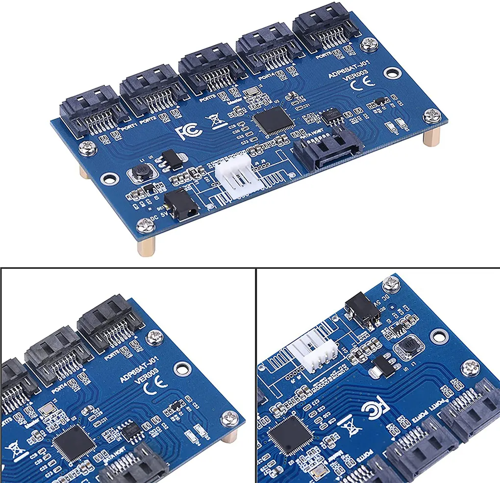 SATA3.0 1 to 5 Hard Disks Adapter Converter  SATA 3.0 Motherboard 6Gbps Interface Multiplier Expansion Card