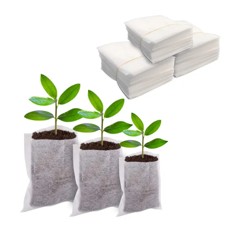 Factory wholesale custom Biodegradable breathable thicken felt non woven fabric plant nursery bag with handle for tree