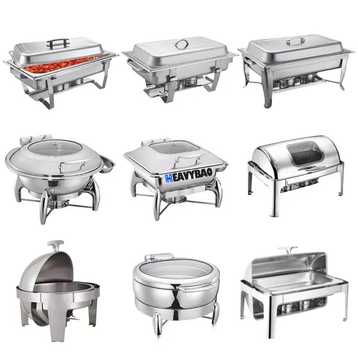 Heavybao Professional Stainless Steel Hotel Chafing Dish Catering Equipment Buffet Chafer Set Food Warmer