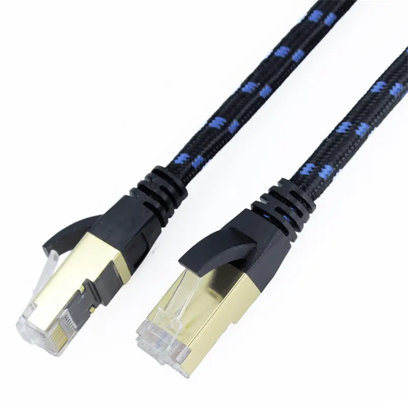 4 м FFTP CAT8 26AWG(7/0.16 мм) BC черная и синяя оплетка Ethernet кабель патч-корд