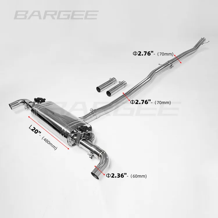 Выхлопная труба Bargee catback для Mercedes BENZ W177 AMG A45/A45S, активная звуковая система, выхлопные клапаны, выхлопная труба