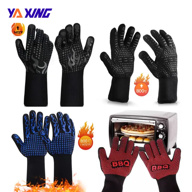 YA XING Fireproof Glove Washable long BBQ Grill Gloves For Grilling Smoking