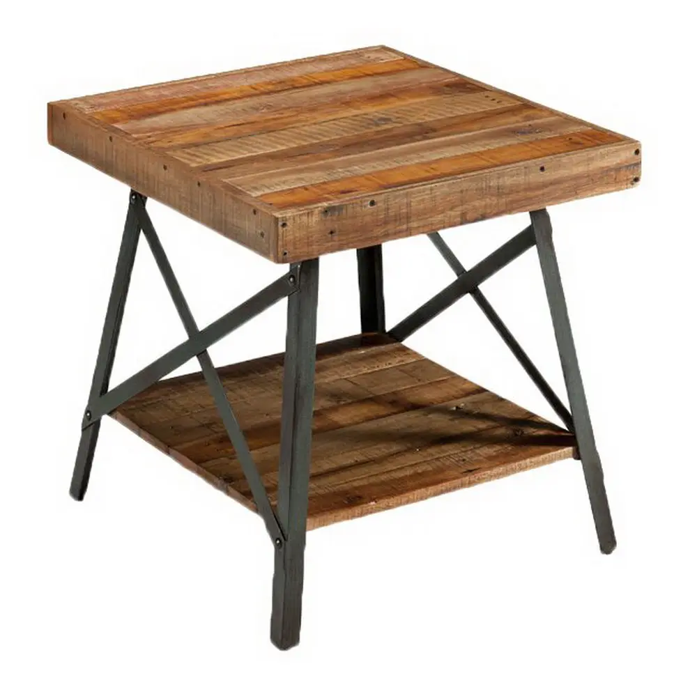 Стол с металлическими ножками из массива дерева В индустриальном стиле, стол с боковыми деревянными ножками для гостиной с периодическим столом