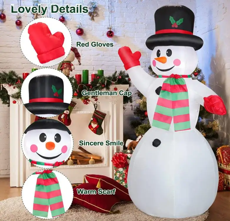 Рождественские надувные Снеговики 6 футов, украшения для улицы, встроенные светодиодные огни, праздничный декор для рождественской вечеринки, домашнего сада