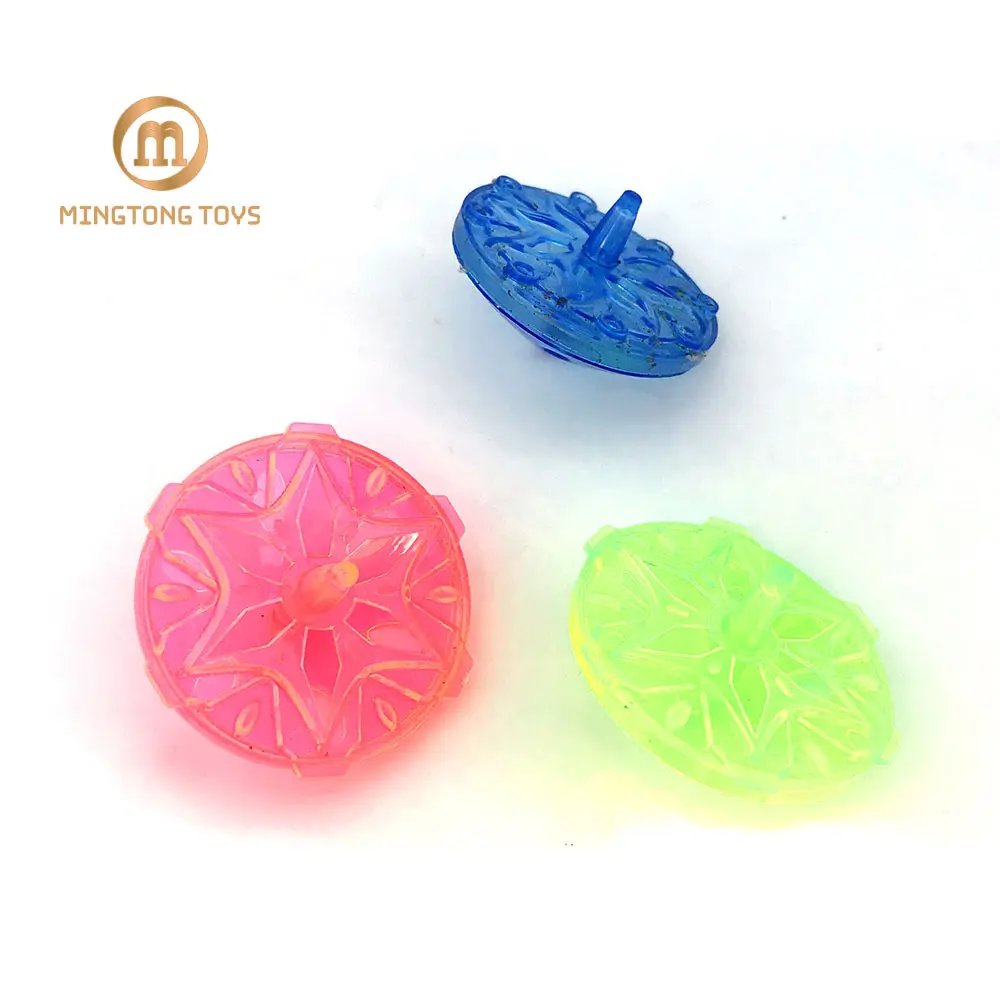 Promotional Cheap Classic Kids Toys Decompression Plastic Colorful Transparent Fingertip Mini Gyro Spinning Top