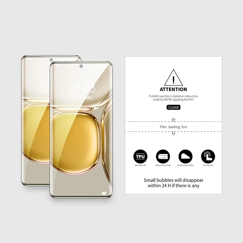 Low MOQ HD Clear Screen Protector Full Cover Mobile Phone TPU Hydrogel Film For Hydrogel Machine
