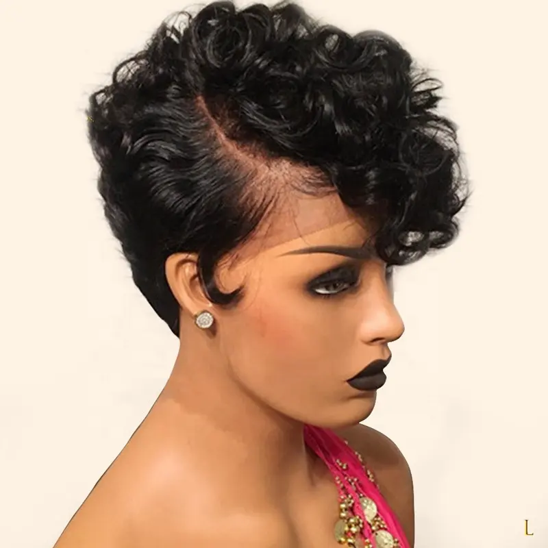 Pixie Short Curly Bob Wig Factory Vendor Black Women Raw Indian Virgin Cuticle Aligned Hair Lace Front Wigs