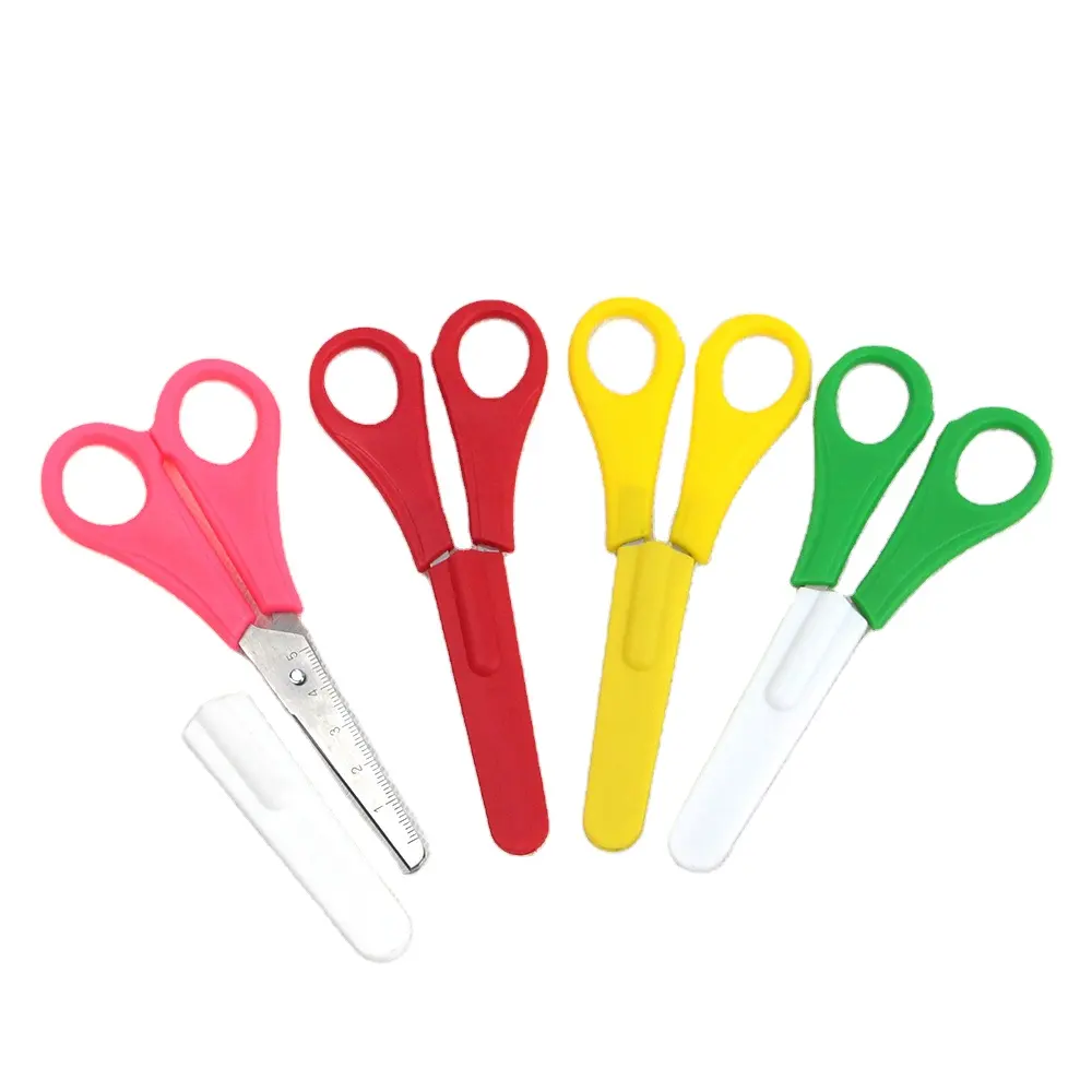 Low Price Custom Logo Color Child School Use Little Cutter Scissors Small Scissor With Sheath And Scale Marks