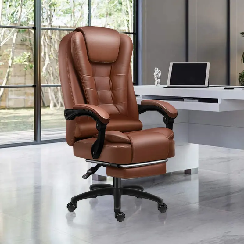 Коричневый Исполнительный менеджер, роскошное, современное офисное кресло из нержавеющей стали, мебель, офисное здание, белое вращающееся кресло