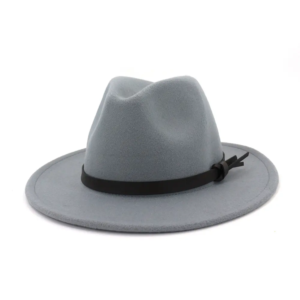 SPWE-055 унисекс шляпа с широкими полями однотонные Женские Имитация шерсти фетровая шляпка шерстяная черный Высокое качество Панама шляпа Федора