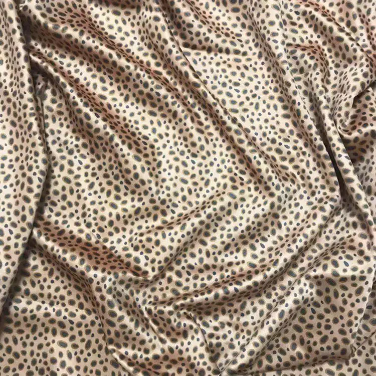 19mm 100% Silk Satin Duchess Leopard Print Silk Satin Fabric