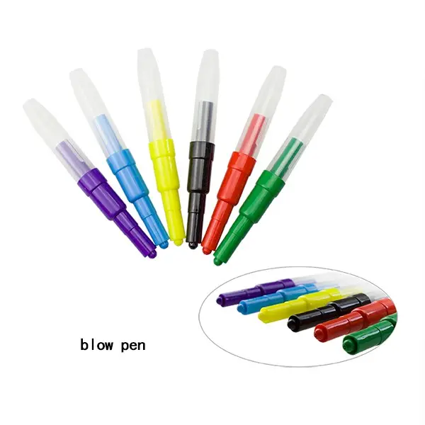 Custom Logo Promotional Christmas kids Magic Color Changing Refillable Ink Blow Water Color Pen Set Water Based Blow Pen