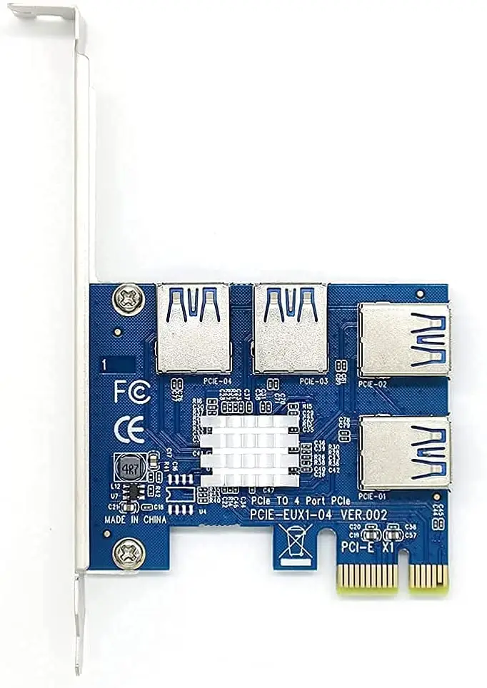 PCIe 1 to 4 PCI-Express 16X Slots Riser Card PCI-E 1X to External 4 PCI-e USB 3.0 Adapter Multiplier Card