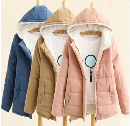 Женские осенне-зимние флисовые парки, пальто, новые корейские повседневные куртки, хлопковое ветрозащитное теплое розовое бархатное пальто цвета хаки с капюшоном для женщин