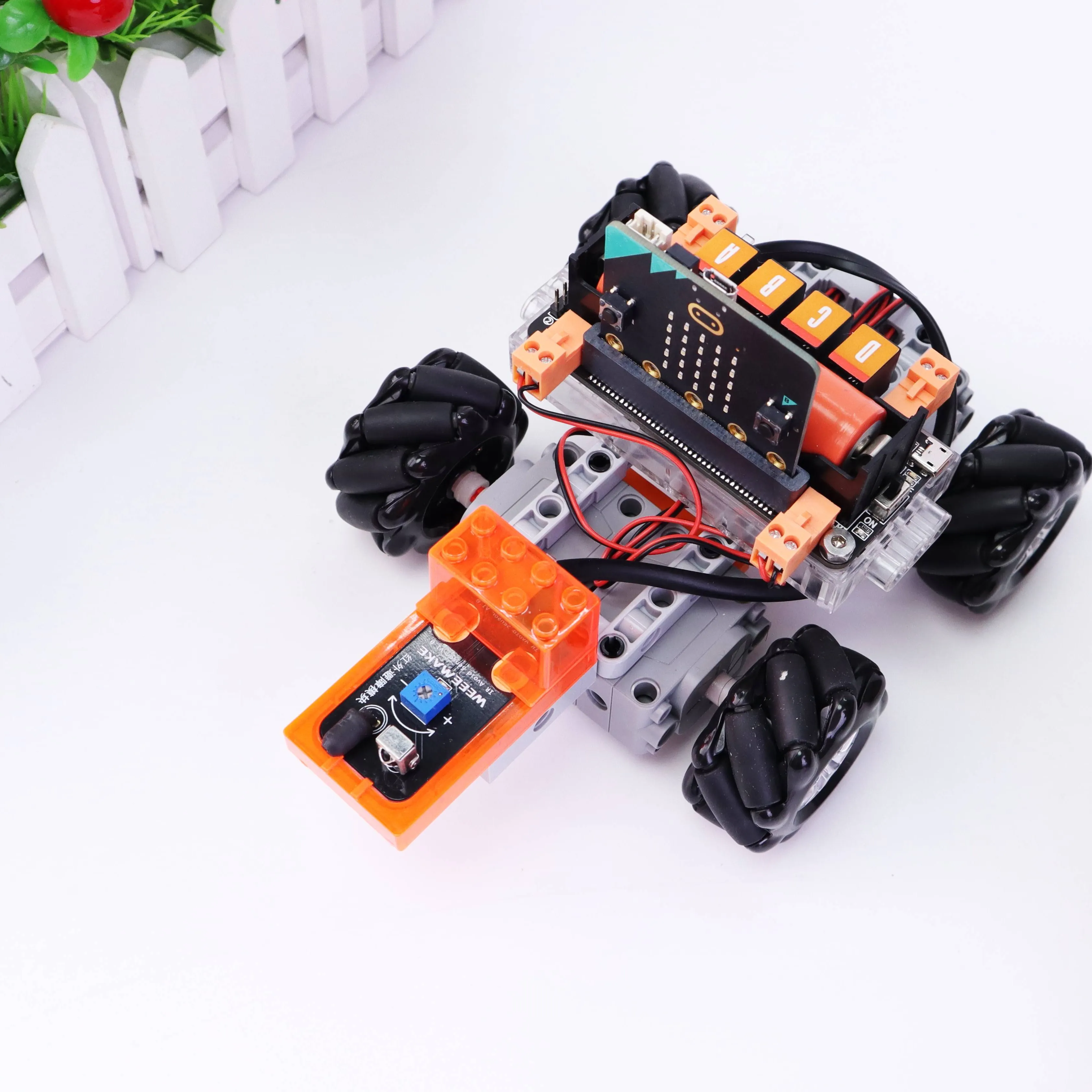 micro bit v2 / mpython 4WD Mecanum wheel track robot chassis Programming Education Learning electronic starter kits