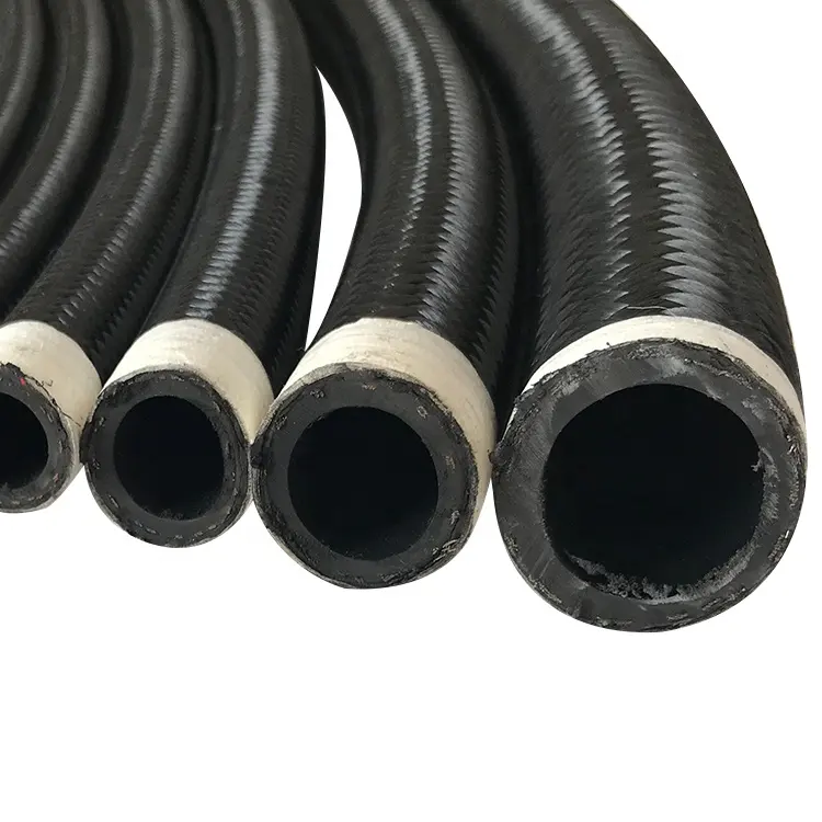 SAE J1532 of an4 an6 an8 an10 an12 an16 an20 flexible black nylon cover CPE rubber stainless steel braided hose for automotive