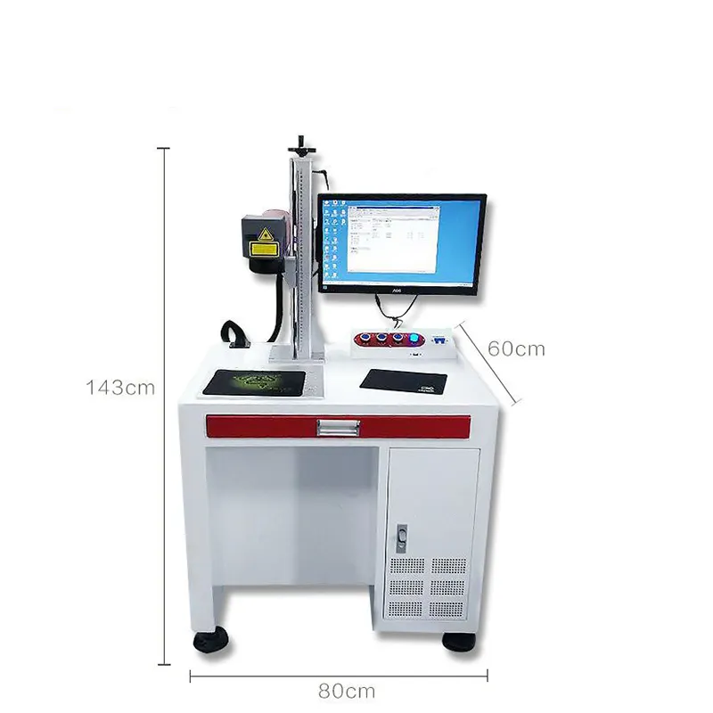 Лазерная частота 20 кГц-100 кГц цветной печатный узор 1064 нм Лазерная длина волны 20 Вт волоконно-УФ лазерная маркировочная машина