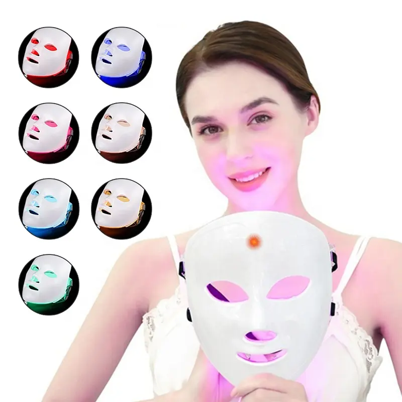 2021 New Arrivals Rechargeable PDT 7 Colors LED Light Therapy Wireless Beauty Facial LED Mask