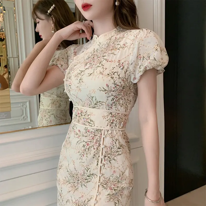 4142 Модный классический костюм Cheongsam в китайском стиле, ретро-костюм Tang с высокой талией, элегантная традиционная одежда для женщин