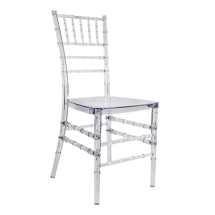 Acrylic Chiavari Chair Clear Stackable Hotel Lobby Wedding Reception Clear Plastic Banquet Chairs