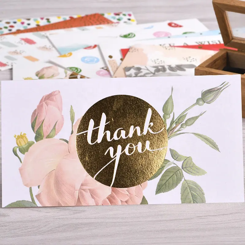 Greeting Thank You Gift Notes Cards 4x6 Set Custom Size Accepted Paper Low MOQ Wholesale Custom Logo Sample Wedding 4 Color LQT