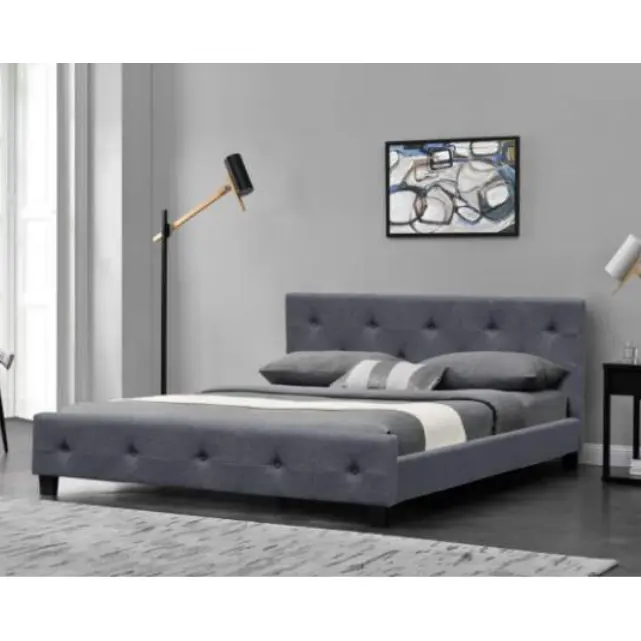 Customized luxury high headboard king size tufted upholstered bed