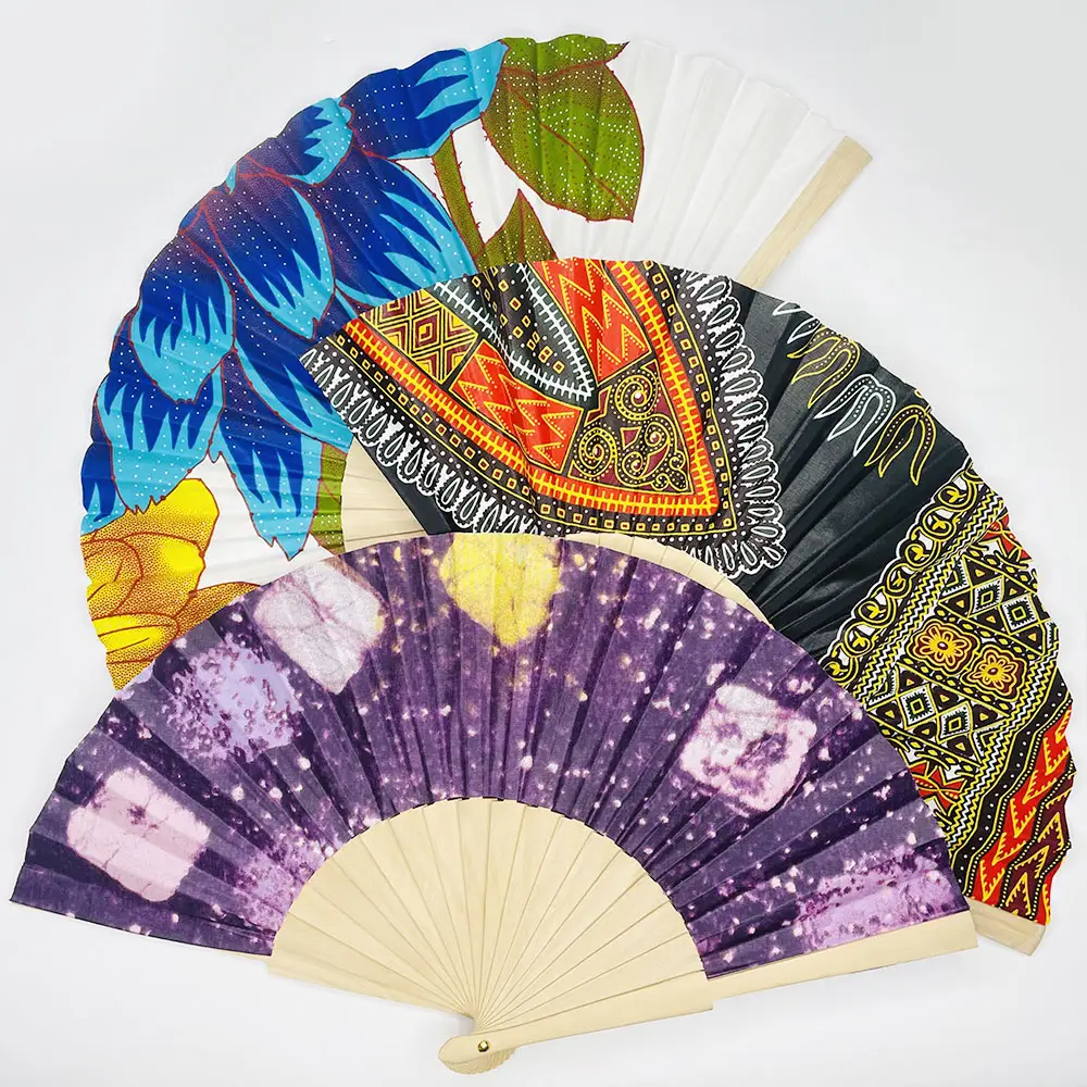 2021 Fan African Fan Custom Fabric Hand Fan Fabric Multiple Colors for U to Choose