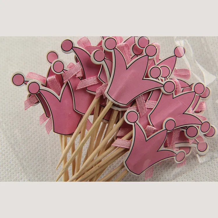 Royalunion High Quality Low Price Pink Crown Toothpick Flag Toothpick Container
