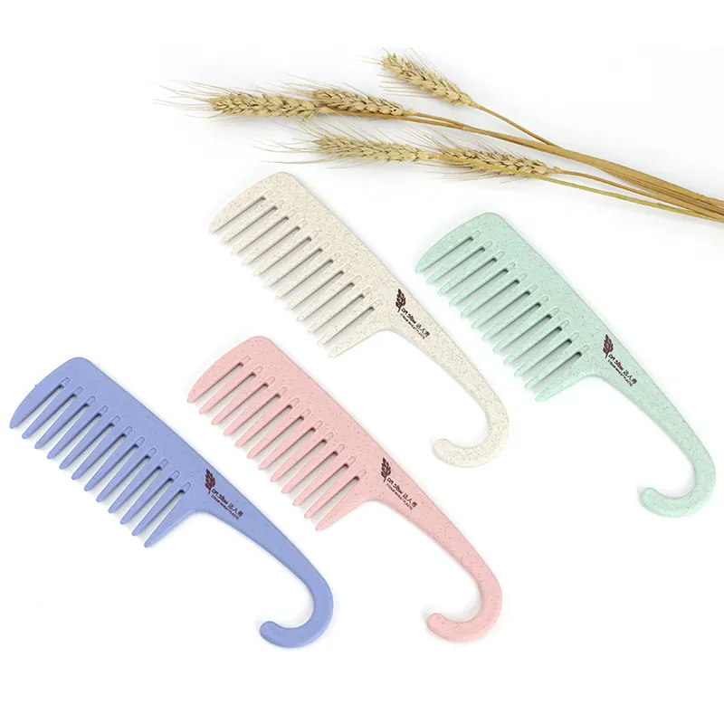 New design custom durable plastic wide tooth comb large wheat straw comb