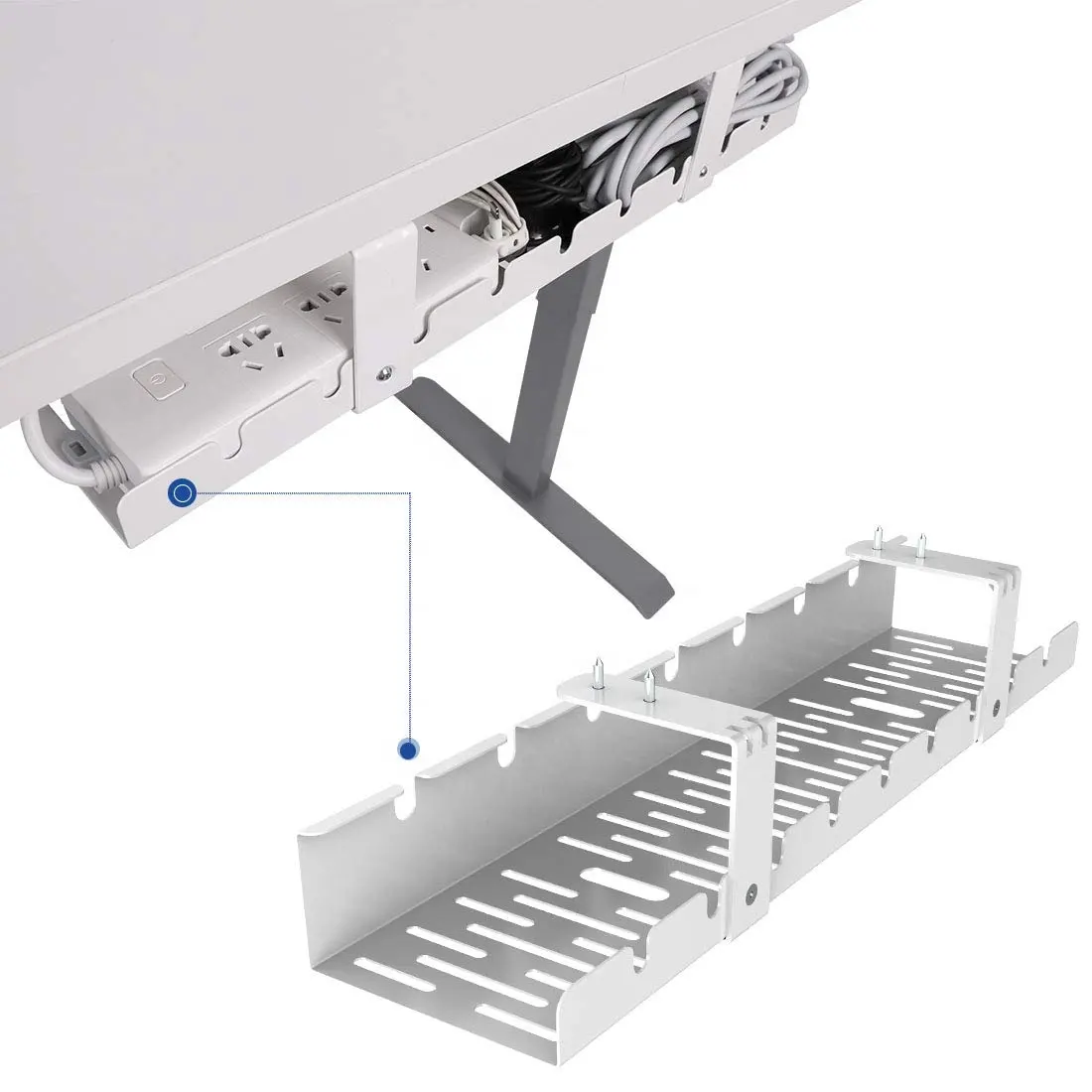 Tray Cords Baskets Holders Cable Ties Metal Cable Organizer Under Desk Cable Management Tray