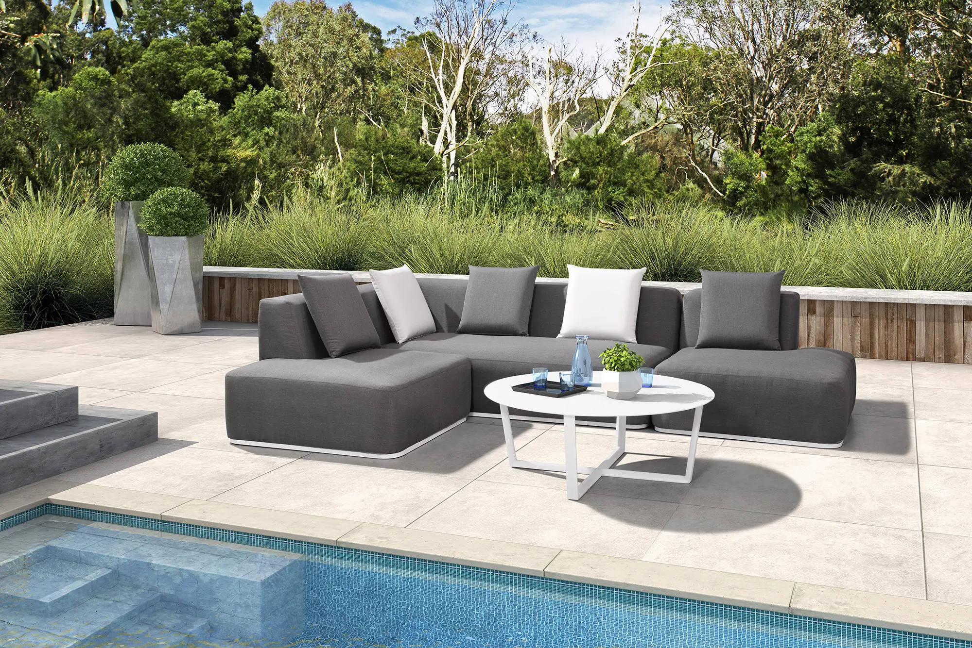 High Density Modern Combination Outdoor Home Furniture Weather Resistant Soft Fabric Sofa Suit
