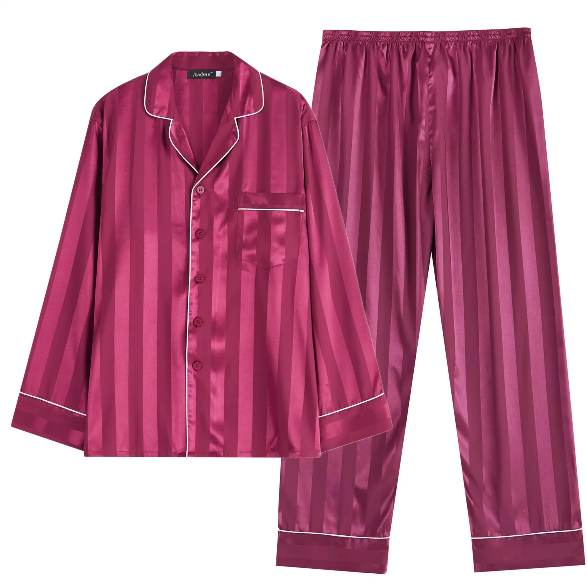 Couple Pajamas 2021 New Spring And Autumn Casual Comfortable Men's Imitation Silk Fabric Pajamas Set